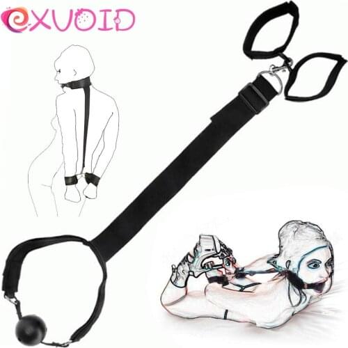 EXVOID Open Mouth Gag Slave Restraints Handcuffs BDSM Bondage Adult Games Sex Toys For Couples Flirting Erotic Accessories