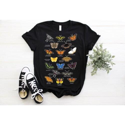 Types of Butterflies Beautiful Butterfly Lover T-Shirt Lepidopterology Study Unique Botanical Awesome Gifts 100%cotton O Neck