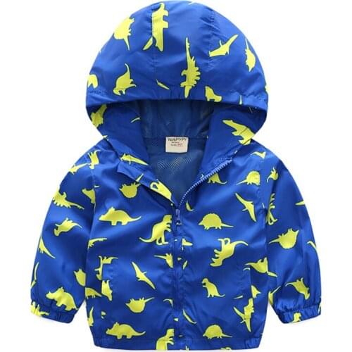 Spring Autumn Toddler Boys Coat Baby Kids Top Windproof coat Children Autumn Clothing Cartoon dinosaur Jacket for 2-6 Years