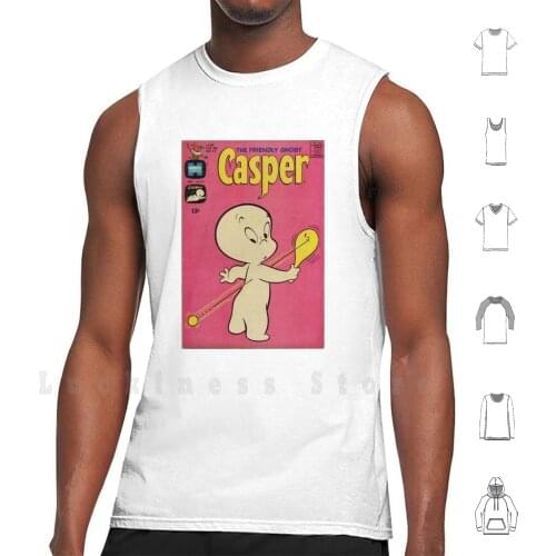 Vintage Casper Comic Tank Tops Vest 100% Cotton Casper Halloween Cute Kawaii Cartoon Anime Unif