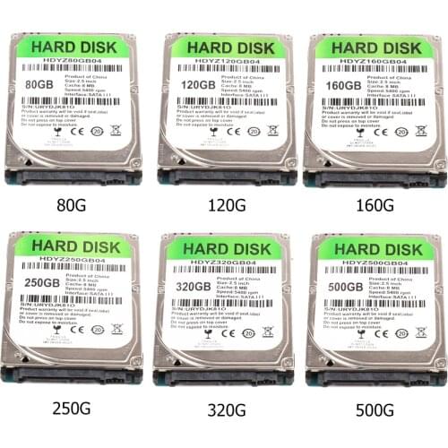 2.5 inch SATA III 5400 RPM Hard Drive with 80GB 120GB 160GB 250GB 320GB 500GB Internal HDD for Laptop PC Computer