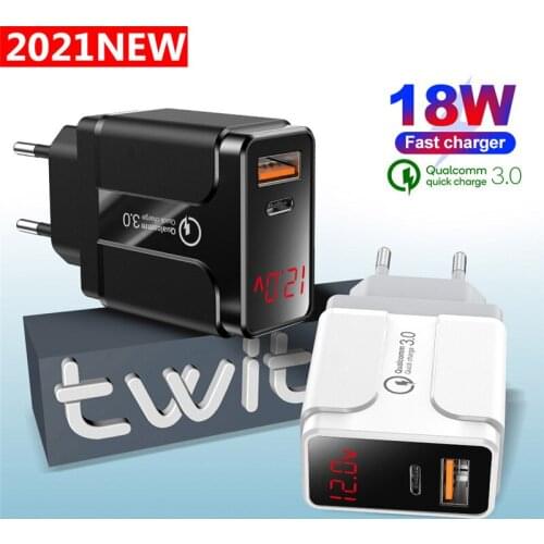 EU US UK Digital Display 18W Mobile Phone Charger For iPhone 12 12Pro max 12mini lightning to Type C QC 3.0 PD USB Fast Charger
