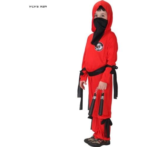 Red Jumpsuits Boys Naruto Ninja Cosplay Kids Children Halloween Japanese Warrior Costumes Carnival Purim Masquerade party dress