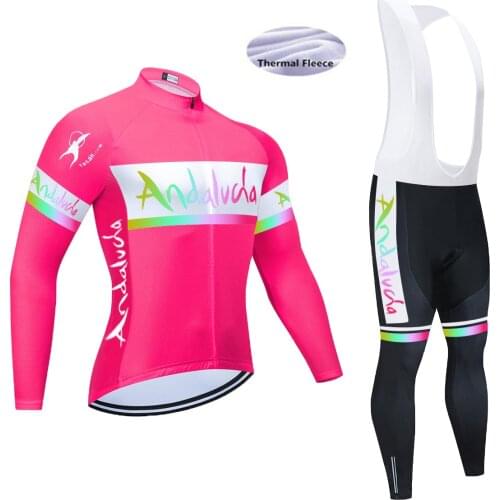 Winter Andalucia TEAM CYCLING Jersey Bike Pants Set Clothing Ropa Ciclismo MENS Thermal Fleece 20D BICYCLING jersey 2021