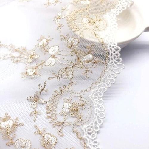 1yard/lot Width:17cm Exquisite Fashion Embroidery Gold Line Lace Dress Hem Sewing Accessories(ss-2090)