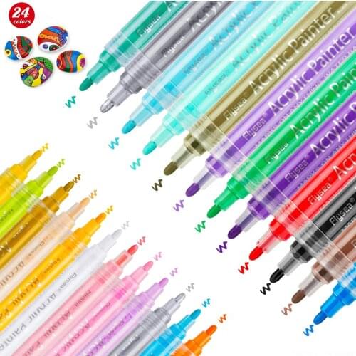 Acrylic Paint Pens Waterproof Acrylic Marker Pens Set, 15/24 Colors Acrylic Pens for DIY Rock, Stone, Ceramic, Glass, Mugs, Wood