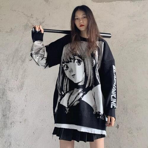 Anime Death Note Misa Amane Cosplay Tops Sweater Uniform Outfit Harajuku Streetwear Korean Oversize Knitted Sweater Sweatshirt
