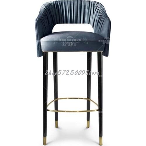 Solid wood bar chair light luxury American bar chair simple front desk chair Nordic high bar chair backrest high chair bar chair