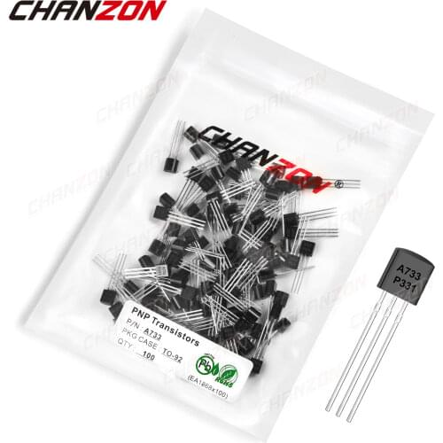 100Pcs A733 TO-92 PNP Transistor Bipolar Junction BJT Pwerful Triode Tube Fets -100mA -50V TO92 A 733 Integrated Circuits