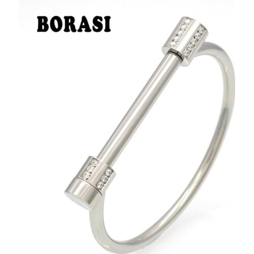 Brand Jewellery Love Screw Bracelets For Women CNC Inlaid Zircon Crystal D Shape Bracelets & Bangles Pulsera Christmas Gift