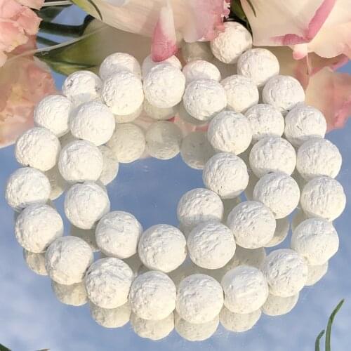 Natural White Volcanic Lava Stone 4/6/8/10/12MM Loose Spacer Volcanic Rock Beads For Jewelry Making DIY Bracelets Accessories