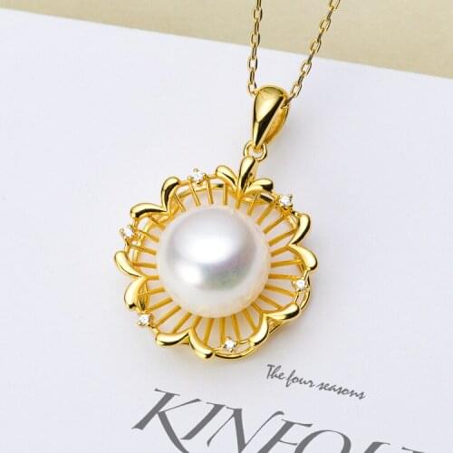 Flower Design Pendant Fittings DIY Pearl S925 Silver Jewelry Making For 6-7mm Pearls(Not Including pearls)