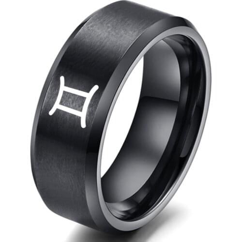 Personalised 12 Zodiac Ring Aries Taurus Gemini Cancer Virgo Libra Scorpius Sagittarius Capricornus Wedding Stainless Steel Ring
