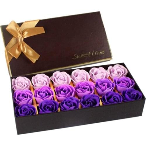 18Pcs Simulation Rose Soap Flower with Gift Box Rose Bear Valentines Day Birthday Wedding Gifts Women Bath Facial Soap Flower