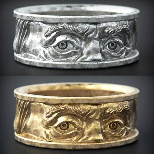 Creative Man Eyes Rings For Men Punk Jewelry Vintage Fashion Gold/Silver Color Hip Hop Ring Male Female Halloween Party Jewelry