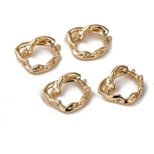 4PCS Creative Design Irregular Pendant 14k Gold Plated for Jewelry Findings Components Diy Earrings Supplies Brass Accessories
