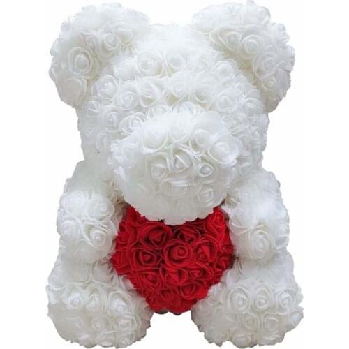 NEW Lovely Big Red Rose Flower Bear Toys Ornaments Gifts for Valentiness Day 25cm