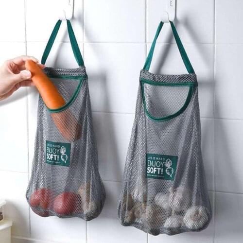 1pcs Reusable Storage Mesh Bag Environmental Protection Hollow Hanging Bag Portable Fruit Shopping Bag Grocery Shopper Bags