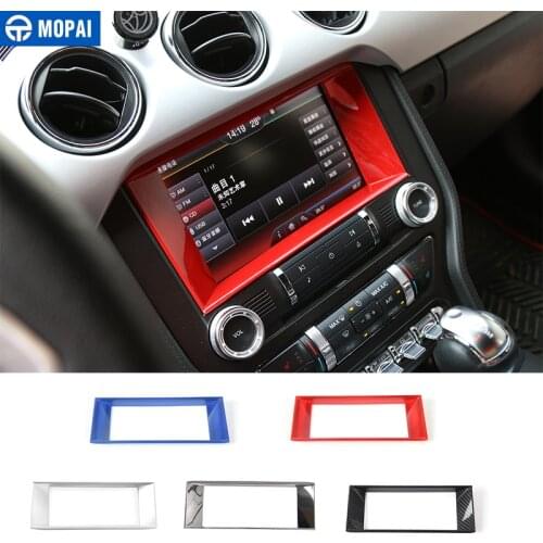 MOPAI ABS Car Interior Moulding Navigation GPS Frame Decoration Cover Trim Stickers For Ford Mustang 2015 Up Car Styling