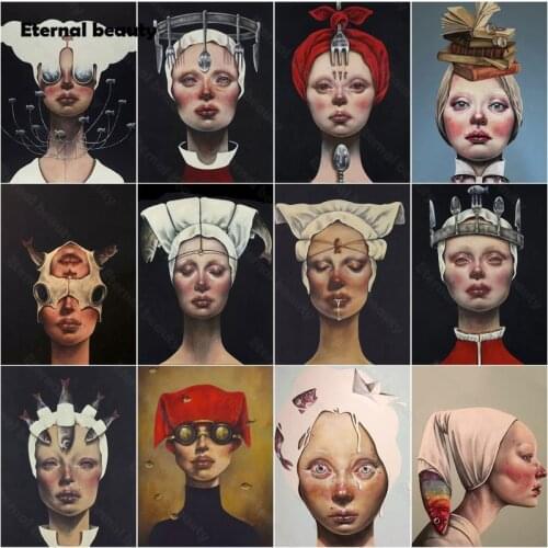 Diamond Painting Kit Creative Abstract Portrait Diamond Embroidery Pictures of Rhinestones Diamond Mosaic Art Paintings Handmade