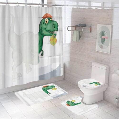 Bathroom Decor Waterproof Shower Curtain Set Toilet Cover Non-Slip Bath Mat Rug Carpet Toilet Seat Bathroom Accessories Washable