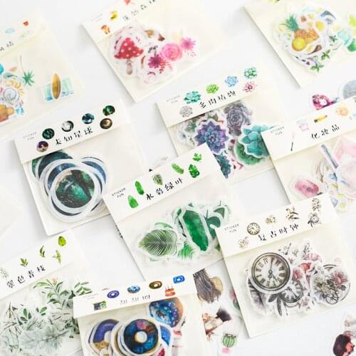 32Pcs/pack Plant/Animal/Food Stickers Scrapbooking Creative DIY Journal Decorative Adhesive Label Kawaii Stationery Supplies