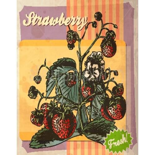 FRESH STRAWBERRY LARGE METAL TIN SIGN POSTER WALL PLAQUE