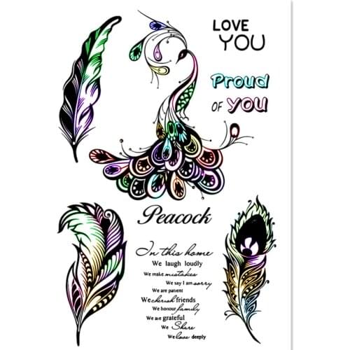 PANFELOU 11*16 Peacock feathers Transparent Silicone Rubber Clear Stamps Scrapbooking/DIY Easter Happy New Year wedding cards