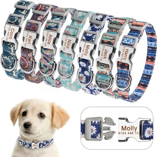 Personalized Adjustable Dog Collar Custom Puppy Neck Buckle Strap Belt For Small Medium Large Cat Doggie
