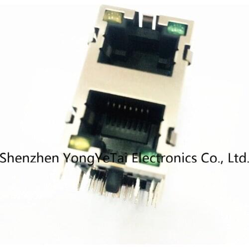 RJ45 network interface socket 2x1 double 90-degree plate inserted dual-port with LED lights with shrapnel shielded