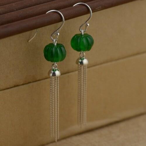 S925 silver, silver craft female fashion exquisite tassels eardrop silver pumpkin balls