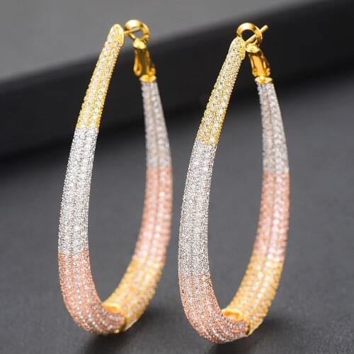 LARRAURI Luxury Iregular Geometry Circle Earrings Trendy Cubic Zirconia Women Wedding Party Earring High Jewelry Addiction