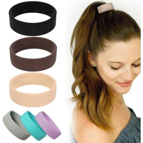 Silicone Foldable Elastic Hairband Girl Women Ponytail Stationary Hair Loop Simple Coil Hair Accessories