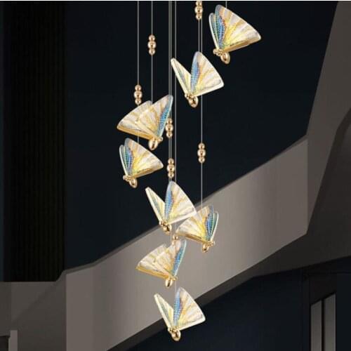 Modern LED chandelier shop window light Hotel decoration restaurant window double floor villa staircase light