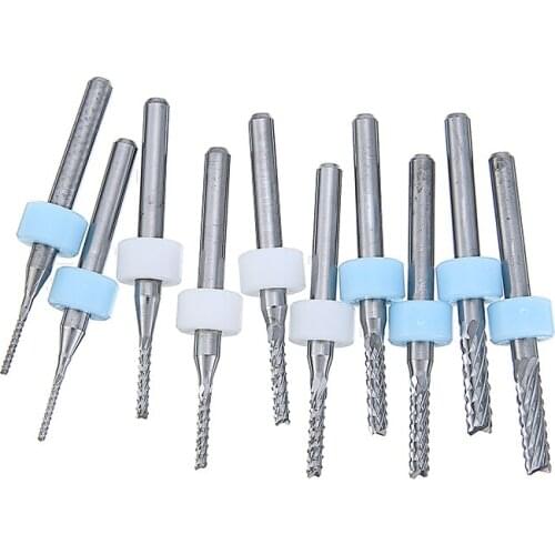 Spiral End Mill Carbide Milling Cutter CNC Router Bit Straight Shank End Mills 1-3mm PCB Engraving Cutter End Mill Drill Bits