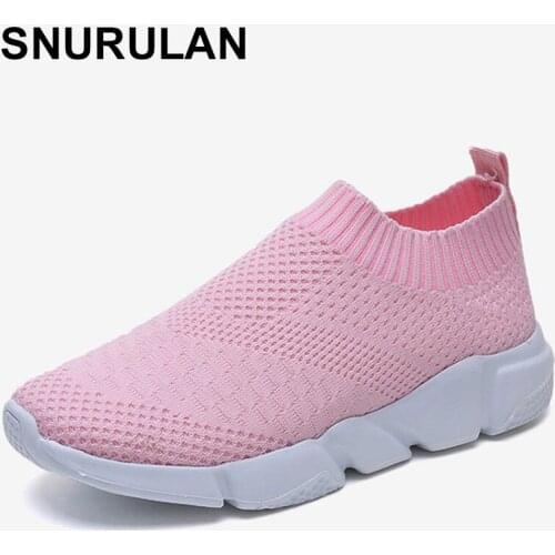 SNURULANWomen flat shoes women knitted shoes Casual slip on vulcanized shoes women shoes soft breathable women footwearE052