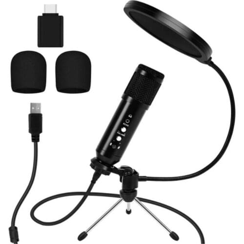 USB Microphone,Noise Cancelling Condenser Microphone,Plug & Play Studio Microphones Kit for Gaming,Skype,Podcast,Etc