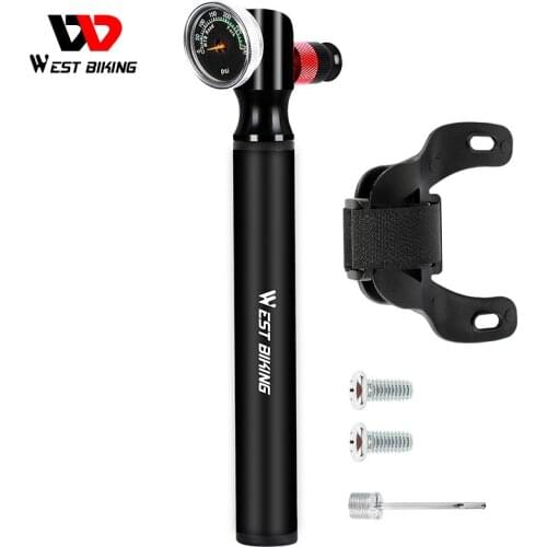 WEST BIKING Bike Pump 300PSI High-pressure Air Shock Pump Fork Rear Suspension Hose Gauge Air Inflator Bicycle Tire Tools Kit