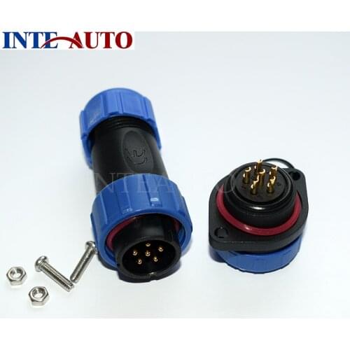 Watertight LED cable connector, 6 pin plastic Industrial Power plug receptacle, compatible SP2110 series, IP68