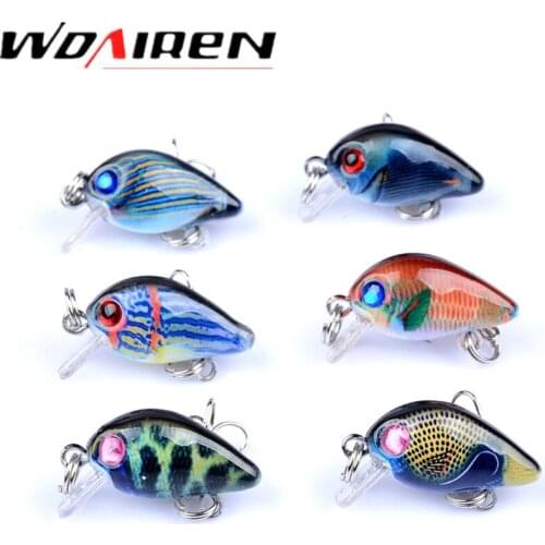 WDAIREN 6Pcs/lot 2.8cm 1.6g Fishing Lures Crank Baits Mini Crankbait 3D Eyes Artificial Lure Bait with Lifelike Fake Lure set