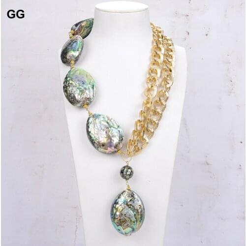 GuaiGuai Jewelry Charming Abalone Shell Gold Color Plated Chain Necklace