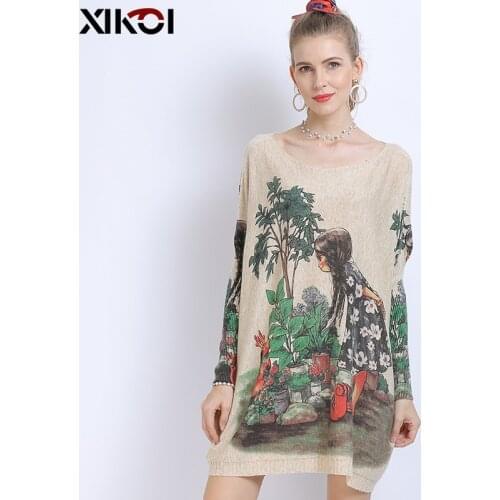Winter Wool Sweaters For Women Oversized Pullovers Dress Girls In Garden Print Jumper Knitted Pull Femme Loose Pretty Clothes