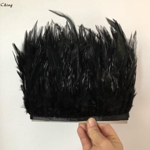 10M 10-15cm Purple Rooster Hackle Feather Trims Cock Saddle Feather Trim Feather Fringe Ribbon Feather Strip For Costume/Skirt
