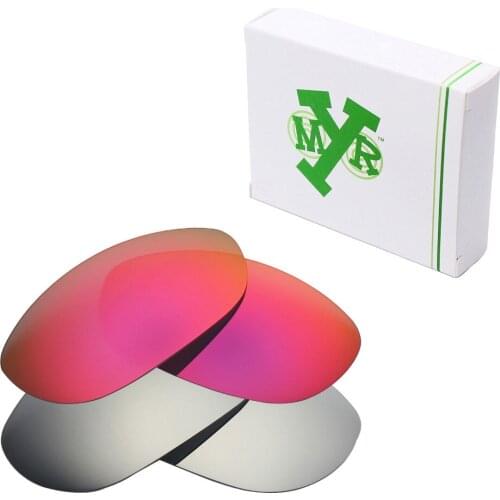 2 Pairs Mryok POLARIZED Replacement Lenses for Oakley Monster Dog Sunglasses Silver Titanium & Midnight Sun