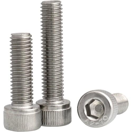 20pcs/lot DIN 912 M4 M5 M6 Allen Bolt A2 304 Stainless Steel Hex Socket Head Cap Screw Hexagon Socket Hex Metric Thread L=8-50mm