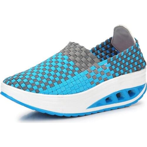 2018 Sport Running Shoes Woman Outdoor Breathable Height Increasing Mesh Shoes Lightweight Athletic Sneaker Women Platform Weave