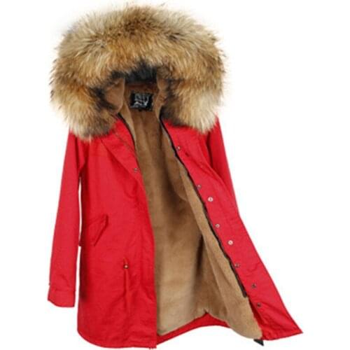 2020 NewWomen Winter Jacket Detachable Lining Army Green Color Large Real Raccoon Fur Hooded Coat Outwear Long Parka Brand Style