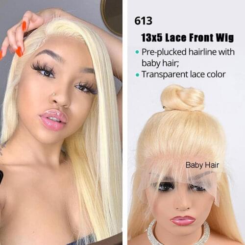 613 Straight HD Lace Front Wig 13x4 13×5 Transparent Lace Wigs Blonde Straight Lace Frontal Wigs For Women Human Hair