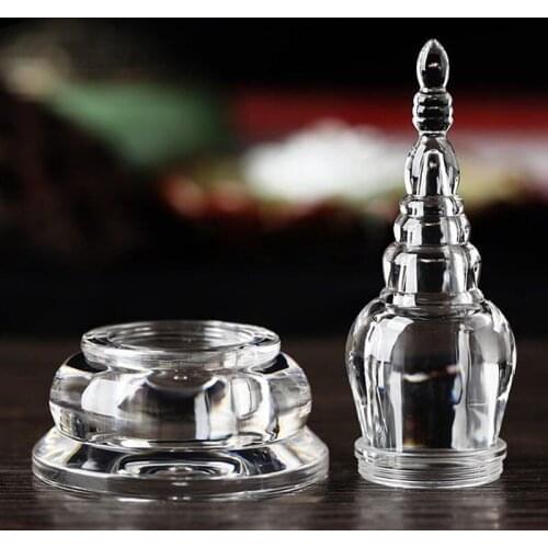 Acrylic Transparent Clear Crystal Buddha Stupa Tower Tibet Buddhist Decoration