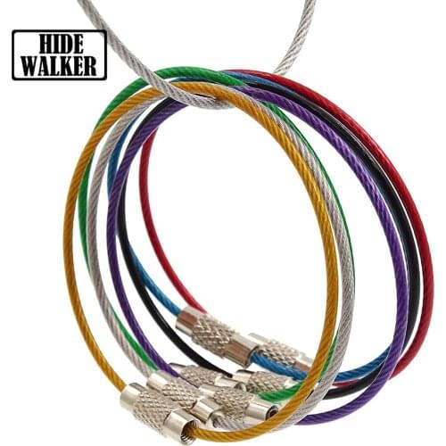 Colorful EDC Keychain Wire Keyrings Stainless Steel Carabiner Key Holder Outdoor Tools Cable Rope Screw Locking Key Chain 10 Pcs